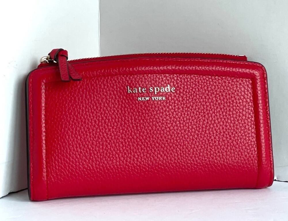 Kate Spade Knott Slim Wallet Lingonberry Red Leather
